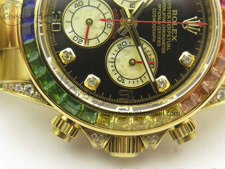 MiroTime 0307 Daytona 116589RBOW YG Rainbow Crystal BLF Best Edition Black Dial on YG Bracelet A ZeroBulk 3352